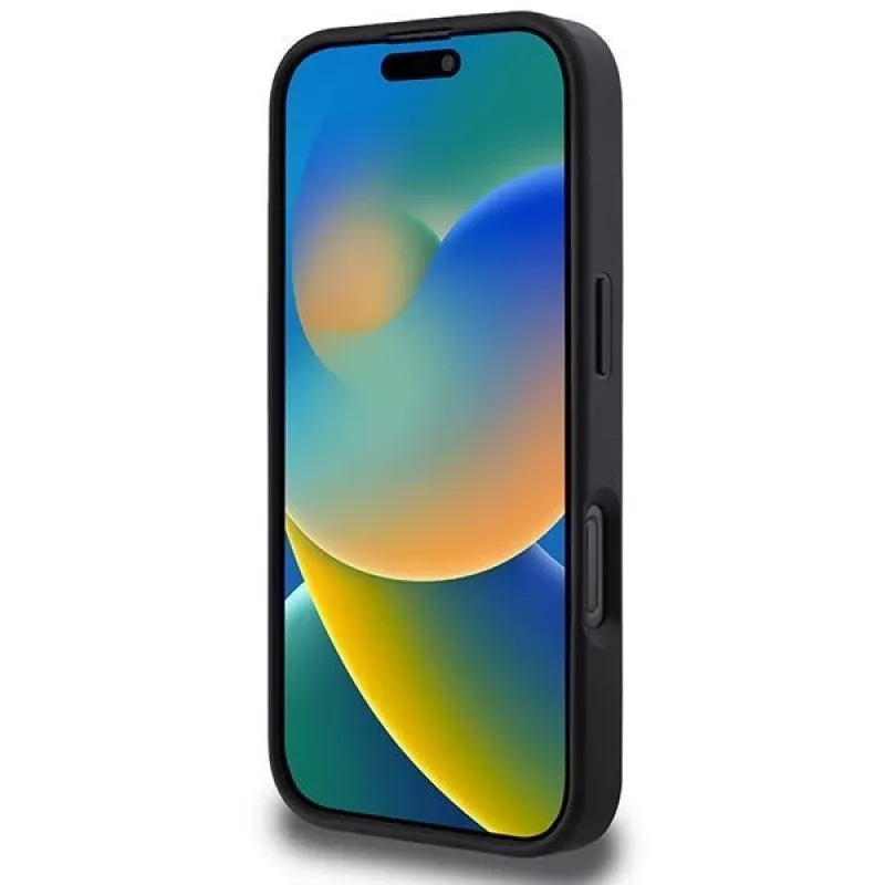 DKNY DKHCP16LPCPTSSK cietais maciņš Apple iPhone 16 Pro 6,3 collu melns ar rūtainu rakstu un drukātām svītrām