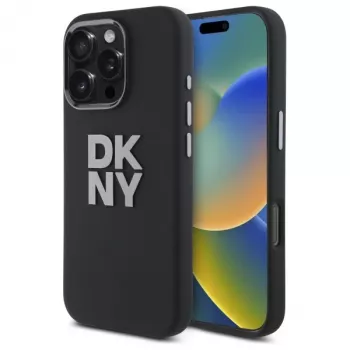 DKNY DKHCP16LSMCBSK Liquid Silicone Metal Logo Hard Case for Apple iPhone 16 Pro 6,3 inch Black