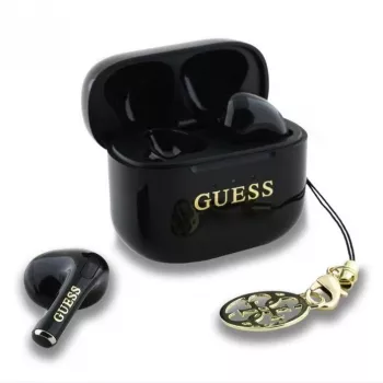 Guess Glossy Effect Printed Classic Logo & Charm TWS Bluetooth Earbuds with Charging Case (Black)