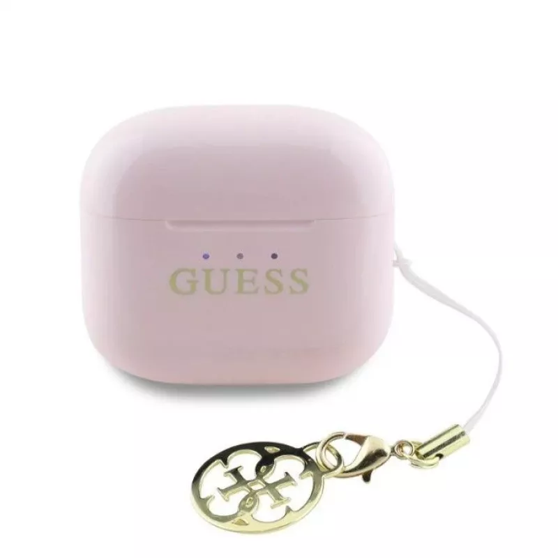Guess Glossy Effect Printed Classic Logo & Charm TWS Earbuds Pink