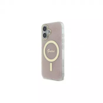 Guess GUHMP16SH4STP Hard Case for Apple iPhone 16 6,1 inch Pink IML 4G MagSafe