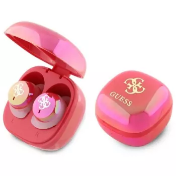 Guess 4G Printed Logo True Wireless Earbuds ar uzlādes futrāli - Fuksija Iriza