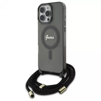 Guess GUHMP16LHCTSGNSK iPhone 16 Pro 6.3 Hardcase Crossbody Cord Script MagSafe Black