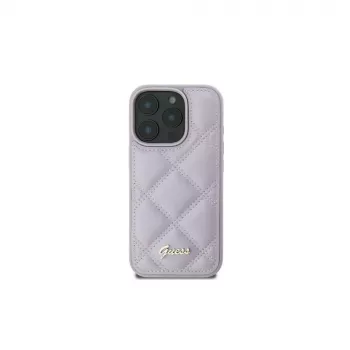 Guess GUHCP16SPSQSQSU Quilted Metal Logo Hard Case Apple iPhone 16 6,1 collu - Gaiši violets