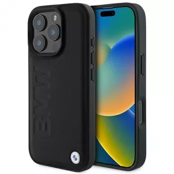 BMW Hot Stamp Leather Hard Case for iPhone 16 Pro 6,3 inch Black