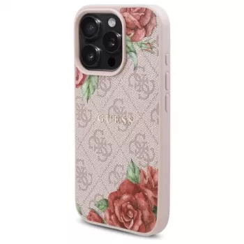 Guess GUHMP16LP4ROPEMCP Cietais maciņš iPhone 16 Pro 6,3 collas Rozā 4G Flowers Print MagSafe