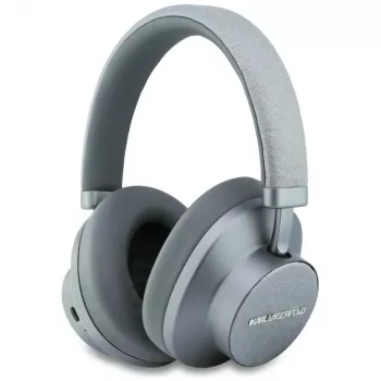 Karl Lagerfeld Saffiano Elongated Bluetooth ANC Over-Ear Headphones Grey