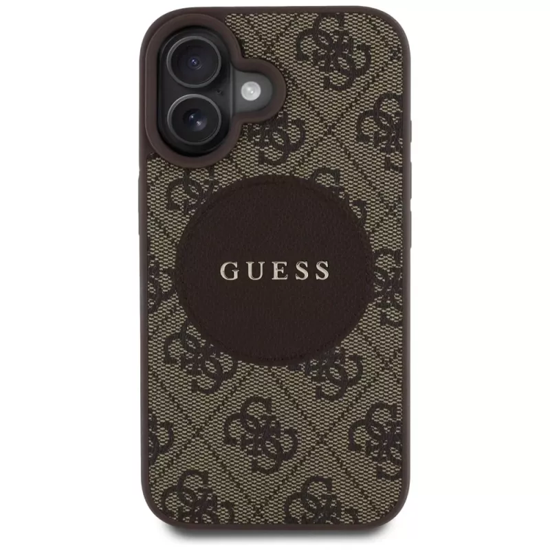 Guess 4G Circle Classic Logo MagSafe Case iPhone 16, Brūns