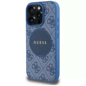 Guess 4G Circle Classic Logo MagSafe Case for iPhone 16 Pro Max, Blue
