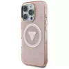 Guess IML Metal Glitter 4G Circle Triangle MagSafe Maciņš Apple iPhone 16 Pro Max (Rozā)