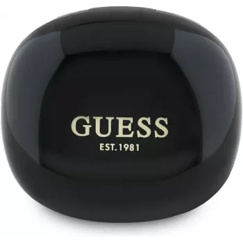Guess Flat Classic Logo Electroplated TWS Earbuds ar uzlādes futrāli (Melns)
