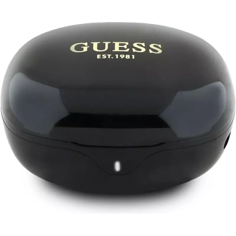Guess Flat Classic Logo Electroplated TWS Earbuds ar uzlādes futrāli (Melns)