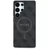 Guess Leather 4G Colored Ring Classic Logo MagSafe Back Cover for Samsung Galaxy S25 Ultra, Black