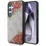 Guess Leather 4G Flowers Print Metal Classic Logo MagSafe Case for Samsung Galaxy S25 Pink