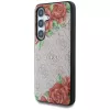 Guess Leather 4G Flowers Print Metal Classic Logo MagSafe Case for Samsung Galaxy S25 Pink