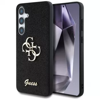 Guess Fixed Glitter Big 4G Metal Logo Maciņš Samsung Galaxy S25 (Melns)