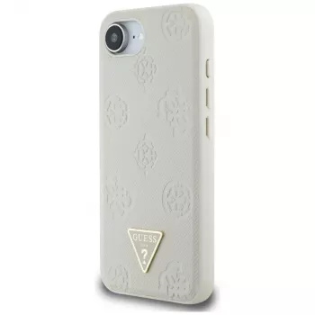 Guess Grained Hot Stamp Peony Triangle Logo MacCase iPhone 16e (Bēšs)