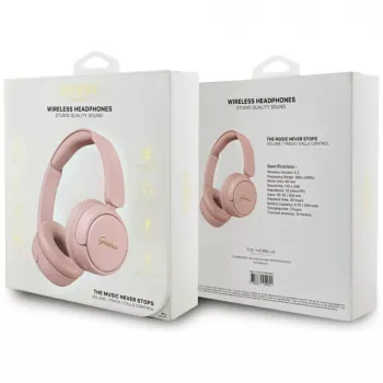 Guess Metal Logo Script Wireless Bluetooth 5.3 On-Ear Headphones (Pink)