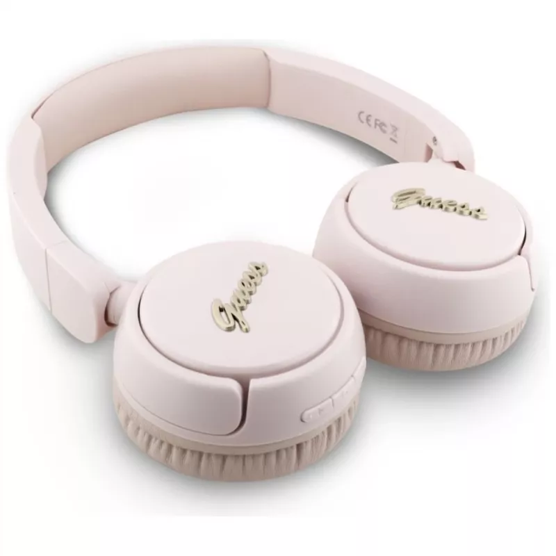 Guess Metal Logo Script Wireless Bluetooth 5.3 On-Ear Headphones (Pink)