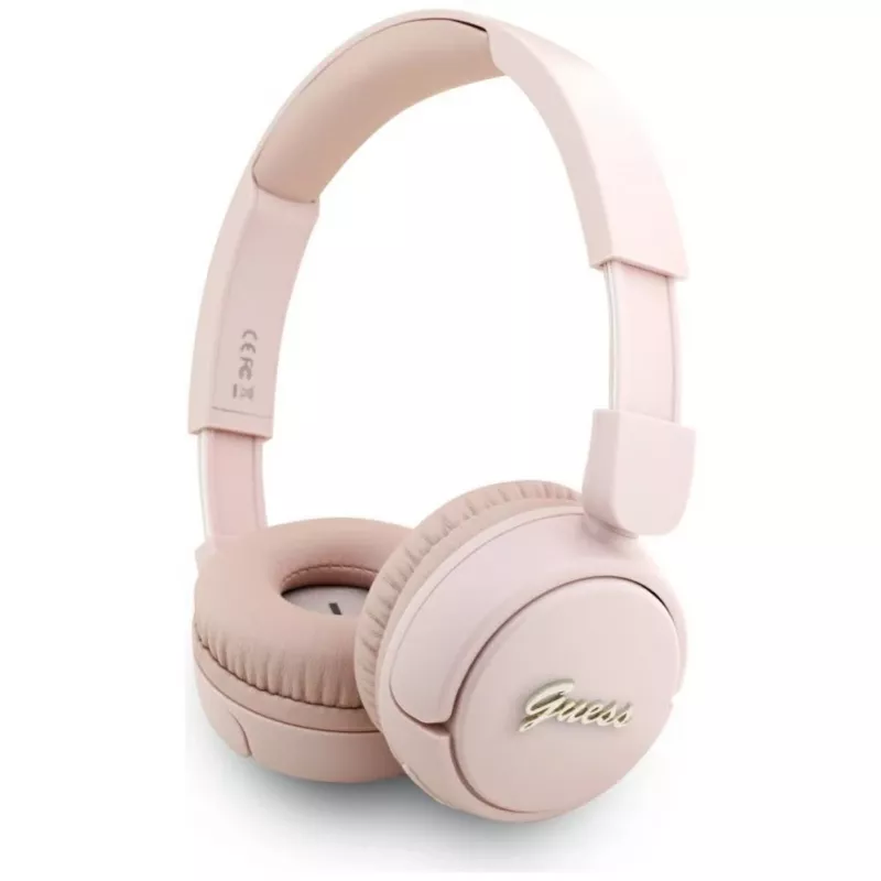 Guess Metal Logo Script Wireless Bluetooth 5.3 On-Ear Headphones (Pink)