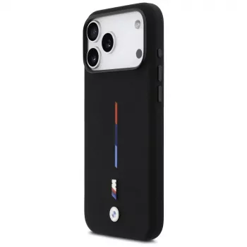 BMW M Silicon Tricolor Line MagSafe vāciņš Apple iPhone 17 Pro Max, melns