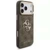 Guess 4G Big Classic Logo BigStrap Metal Buttons Case for iPhone 17 Pro Max, Brown