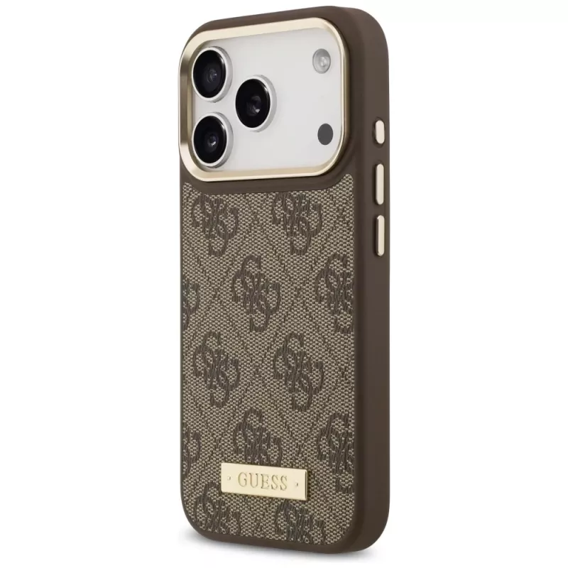 Guess 4G Logo Plate MagSafe Case Apple iPhone 17 Pro Brūns