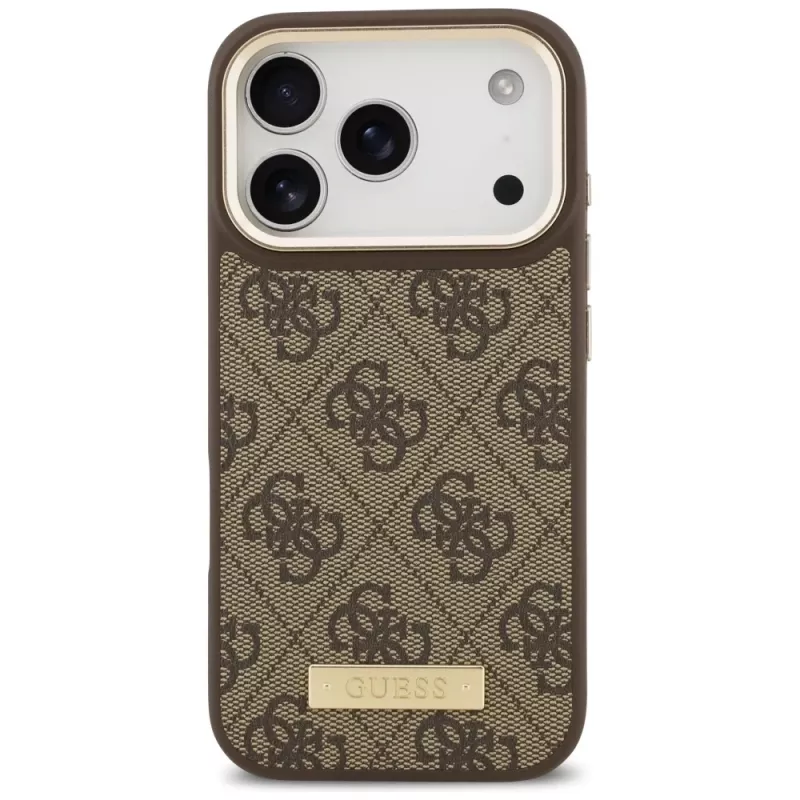 Guess 4G Logo Plate MagSafe Case Apple iPhone 17 Pro Brūns