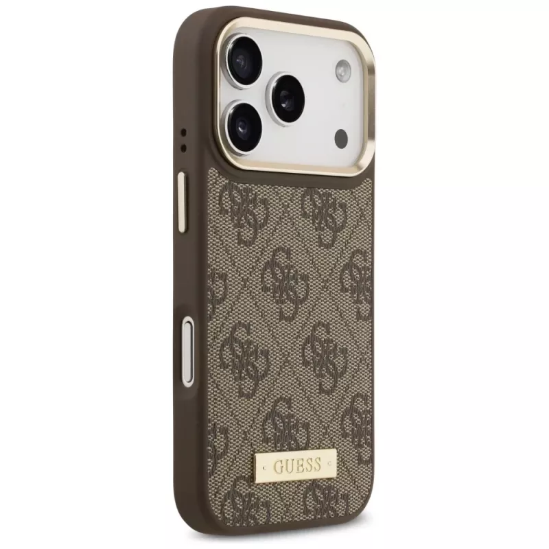 Guess 4G Logo Plate MagSafe Case Apple iPhone 17 Pro Brūns