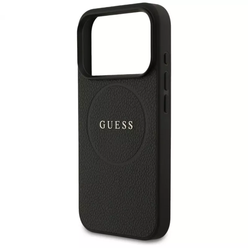 Guess Grained Ring MagSafe Case iPhone 17 Pro Max (Melns)