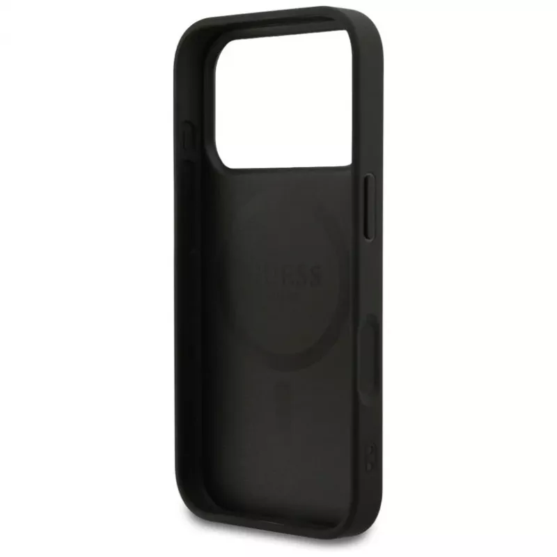 Guess Grained Ring MagSafe Case iPhone 17 Pro Max (Melns)