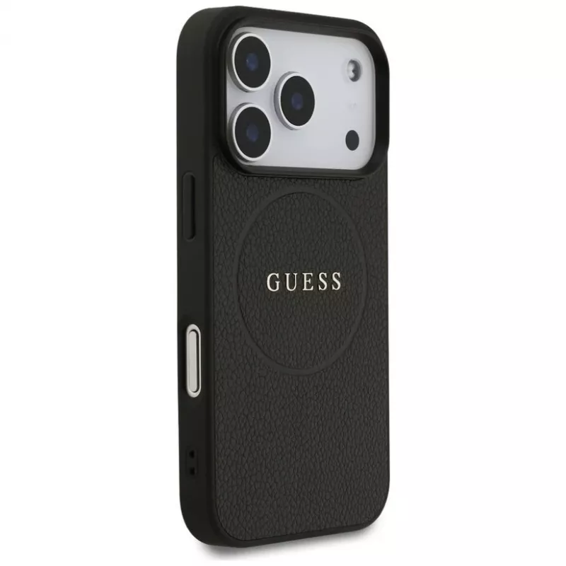 Guess Grained Ring MagSafe Case iPhone 17 Pro Max (Melns)