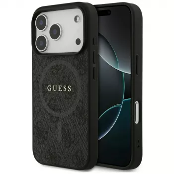 Guess 4G Ring Classic Logo MacSafe Macīgais Vāciņš iPhone 17 Pro (Melns)