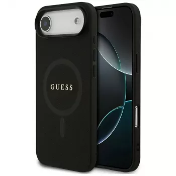 Guess Saffiano Classic Logo MacSafe Macītis iPhone Air, Melns