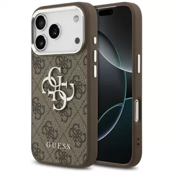 Guess 4G Big 4G Classic Logo Maciņš iPhone 17 Pro (Brūns/Sudrabs)