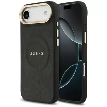 Guess Peony Hot Stamp MagSafe vāciņš iPhone Air, melns
