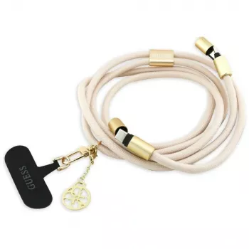 Guess Crossbody Strap 4G Charm - Universāla telefona siksna / USB-C uz USB-C kabelis 1,5m (Bēšs)