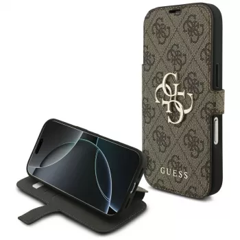 Guess Book 4G Metal Logo Case Apple iPhone 17 Pro, Brūna