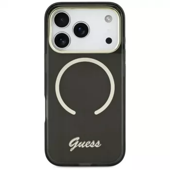 Guess IML Script Metal MagSafe Maciņš Apple iPhone 17, Melns