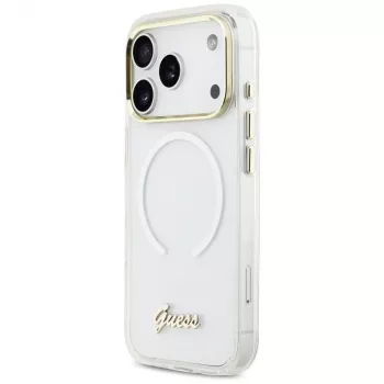 Guess IML Gradient Script Metal MagSafe Case for iPhone 17 Pro Max White