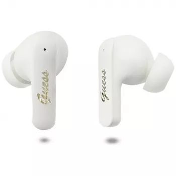 Guess Script Metal Logo True Wireless Stereo Earbuds White