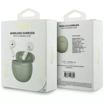 Guess Gold Line Triangle TWS Bluetooth Earbuds ar uzlādes futrāli (Khaki)