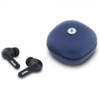 BMW LeatherMetal Logo ENC TWS Bluetooth Earphones Navy