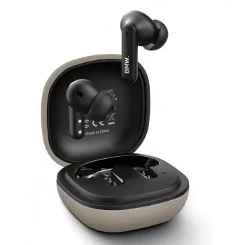 BMW LeatherMetal Logo TWS Bluetooth Earbuds with ENC, Taupe