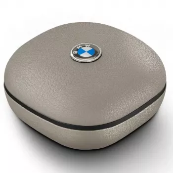 BMW LeatherMetal Logo TWS Bluetooth Earbuds with ENC, Taupe