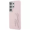 KARL LAGERFELD Grained Signature Metal Resin Logo Case for Samsung Galaxy S26 Ultra, Pink