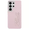 KARL LAGERFELD Grained Signature Metal Resin Logo Case for Samsung Galaxy S26 Ultra, Pink
