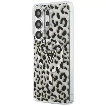 Guess IML Leopard Print Triangle MagSafe Case Samsung Galaxy S26 Ultra (Melns)