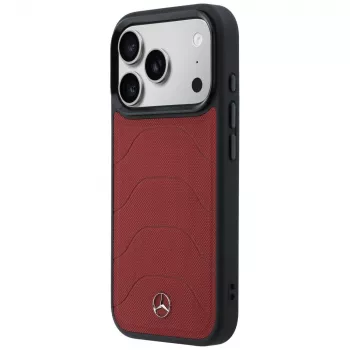 Mercedes Leather Mesh with Bow Line MacSafe Macītis iPhone 17 Pro Max Sarkanā Krāsā