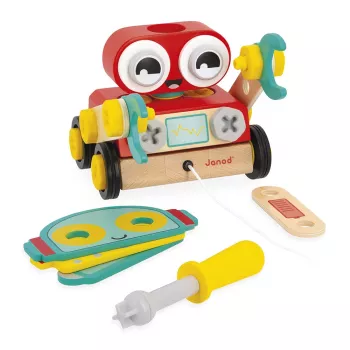 Janod Brico'Kids Koka Robota Salikšanas un Vilktājs Rotaļlieta 2+